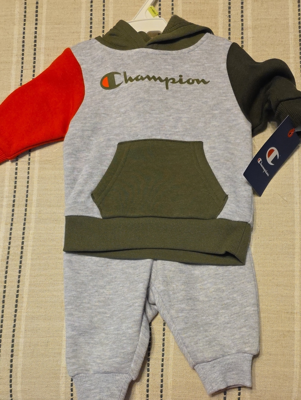 Champion Toddler Colorblock Hoodie Set - Gray/Olive/Red